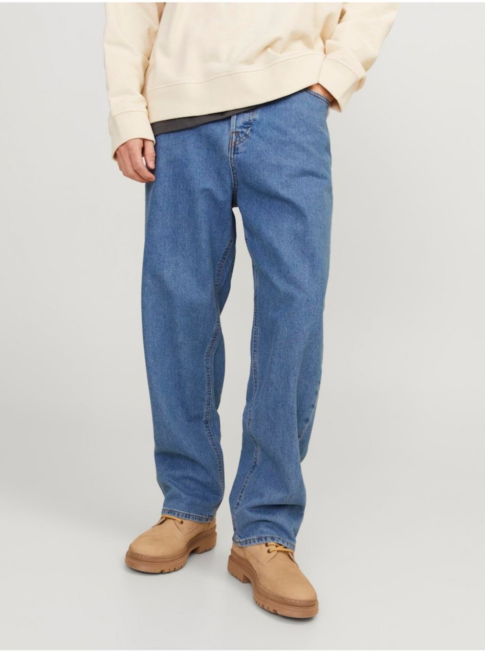 Modré pánske straight fit džínsy Jack & Jones Alex