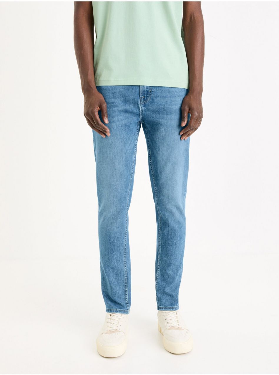 Svetlomodré pánske slim fit džínsy Celio Gotapered