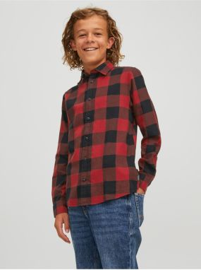 Čierno-červená chlapčenská kockovaná košeľa Jack & Jones Gingham