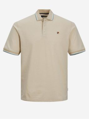 Béžové pánske polo tričko Jack & Jones Bluwin