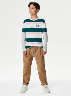 Hnedé chlapčenské keprové nohavice Marks & Spencer
