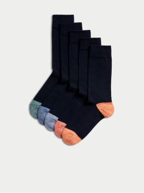 Sada piatich párov pánskych ponožiek Cool & Fresh™ v tmavomodrej farbe Marks & Spencer