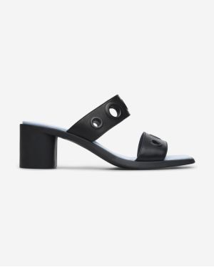 Čierne dámske kožené sandálky na podpätku Camper Meda