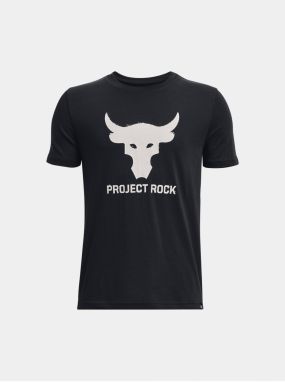 Čierne chlapčenské tričko Under Armour Project Rock Brahma Bull