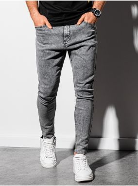 Šedé pánske skrátené slim fit rifle Ombre Clothing P923