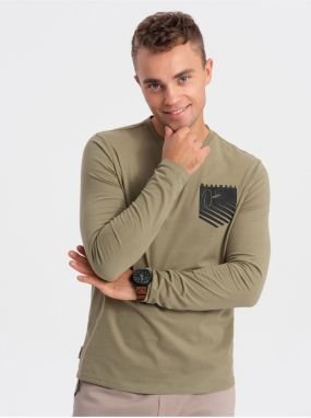 Khaki pánske tričko Ombre Clothing