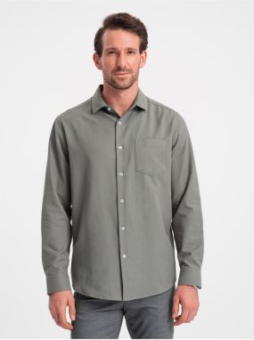 Khaki pánska košeľa Ombre Clothing