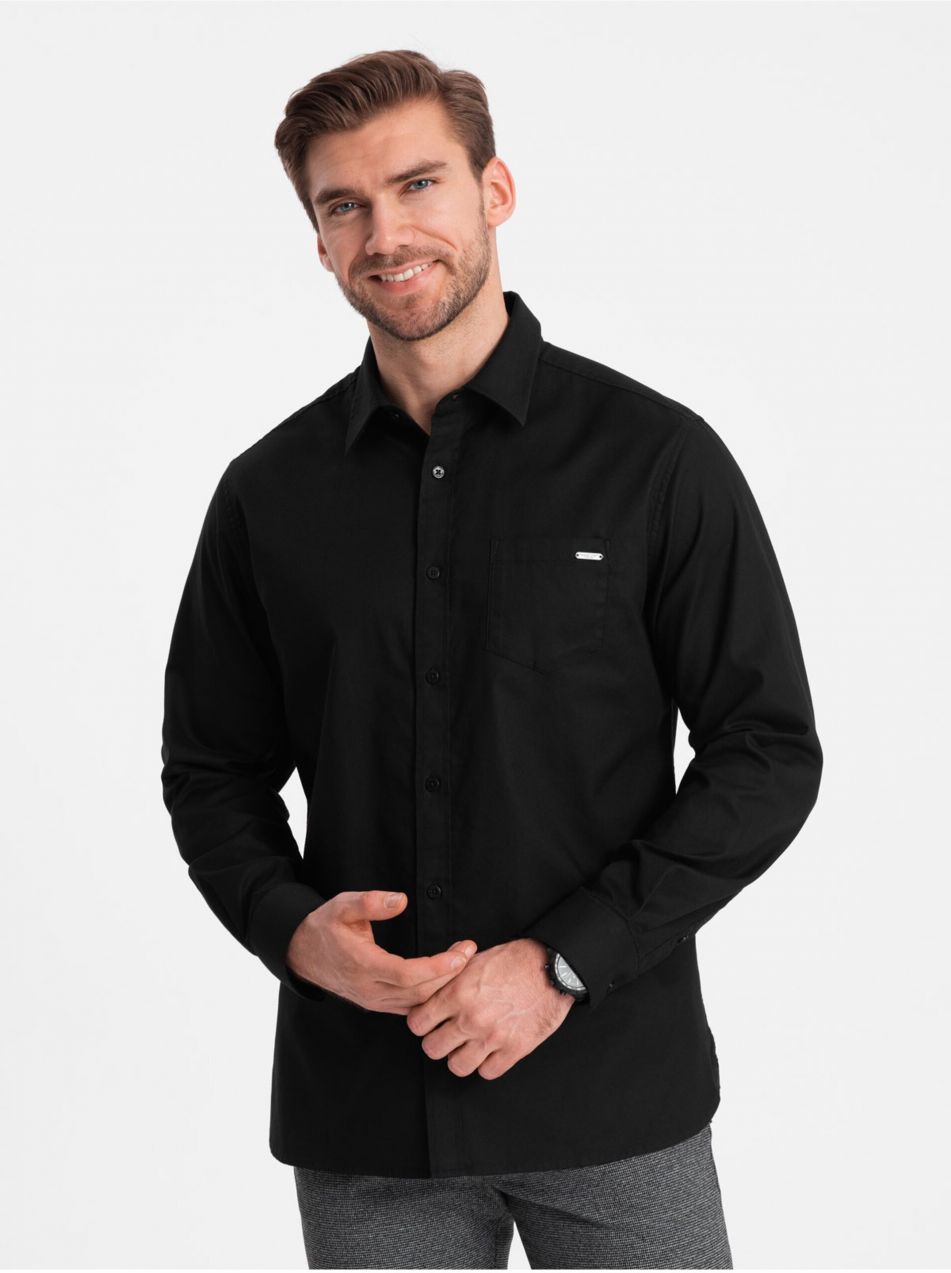 Čierna pánska košeľa Ombre Clothing