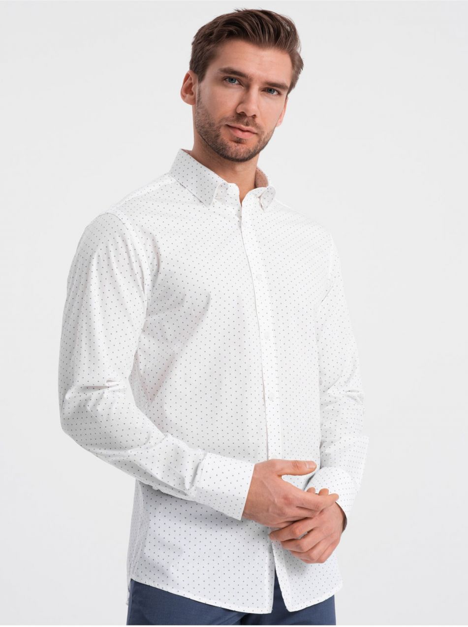 Biela pánska vzorovaná košeľa Ombre Clothing