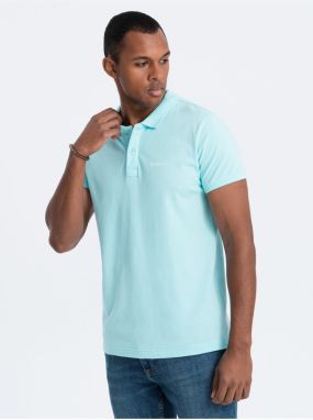 Tyrkysové pánske polo tričko Ombre Clothing