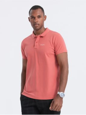 Koralové pánske polo tričko Ombre Clothing