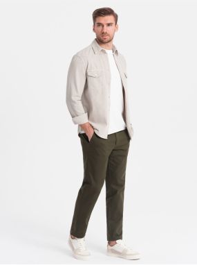 Tmavo zelené pánske chino nohavice Ombre Clothing