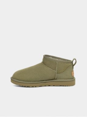 Zelené dámske semišové snehule UGG Classic Ultra Mini