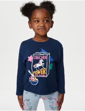 Tmavomodré dievčenské tričko Marks & Spencer