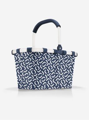 Tmavomodrý vzorovaný nákupný košík Reisenthel Carrybag Frame Signature Navy