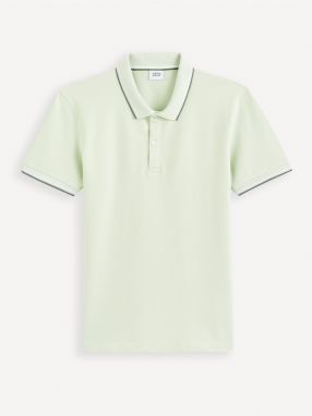 Mentolové pánske basic polo tričko Celio Decolrayeb