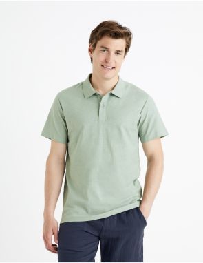 Svetlosivé pánske basic polo tričko Celio Feflame