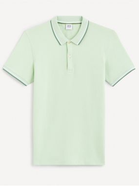 Mentolové pánske basic polo tričko Celio Decolrayeb