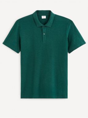 Tmavozelené pánske basic polo tričko Celio Feflame