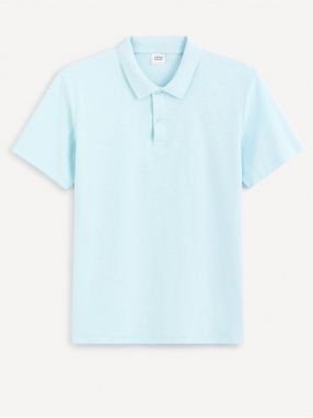 Tyrkysové pánske basic polo tričko Celio Feflame