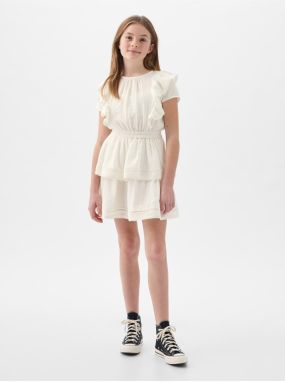 Biele dievčenské šaty s volánmi GAP
