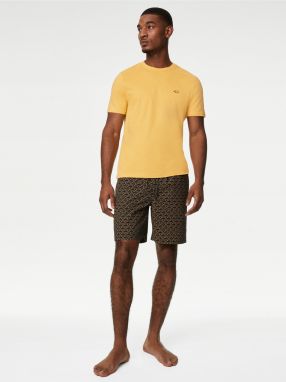 Čierno-žlté pánske pyžamo s motívom nosorožcov Marks & Spencer