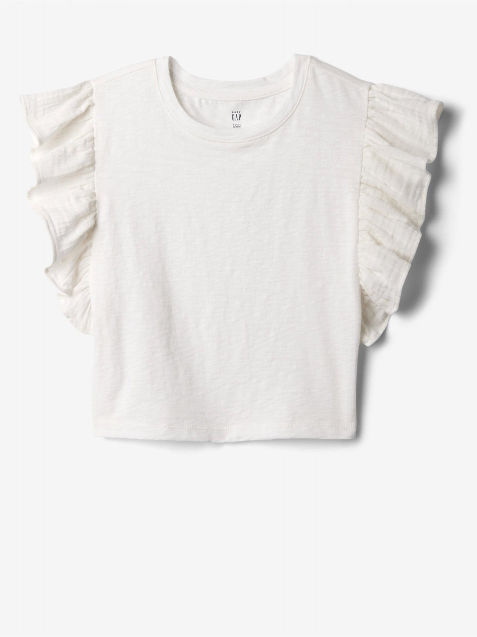 Biely dievčenský crop top s volánikmi GAP