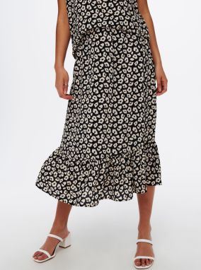 Čierno-krémová vzorovaná midi sukňa JDY Piper