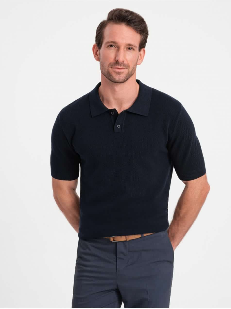 Tmavomodré pánske polo tričko Ombre Clothing