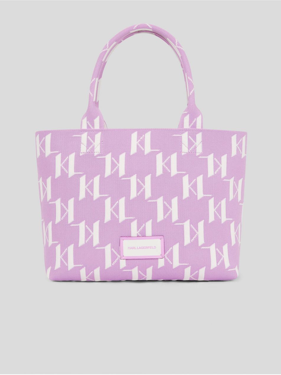 Bielo-fialová dámska vzorovaná kabelka KARL LAGERFELD Monogram Knit