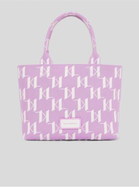 Bielo-fialová dámska vzorovaná kabelka KARL LAGERFELD Monogram Knit