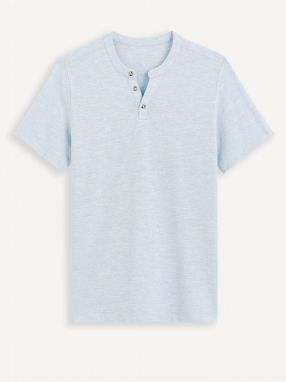 Svetlomodré pánske tričko Celio henley Cegeti