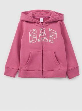 Ružová dievčenská mikina na zips s kapucňou GAP