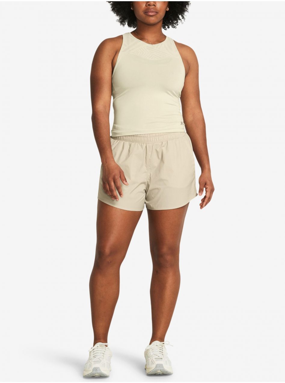Béžové dámske kraťasy Under Armour Flex Woven 3in Crinkle