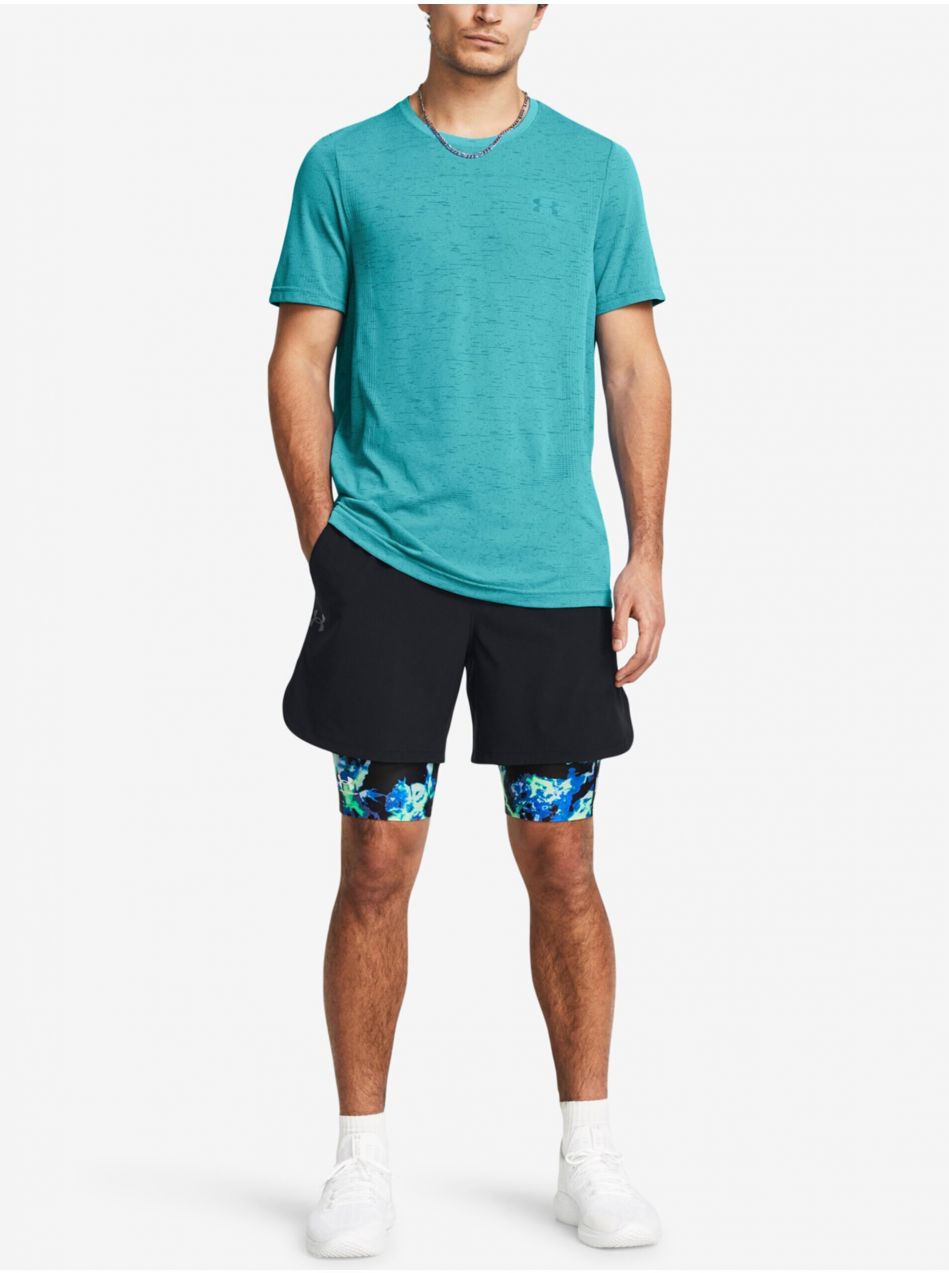 Modro-zelené pánske kraťasy Under Armour UA HG Iso-Chill Prtd Lg