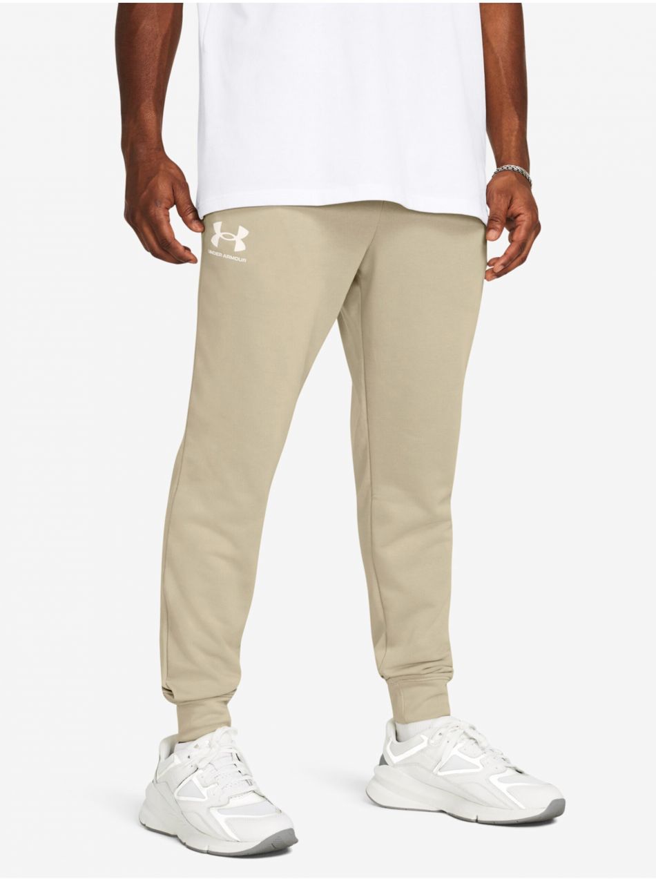 Béžové pánske tepláky Under Armour UA Rival Terry Jogger