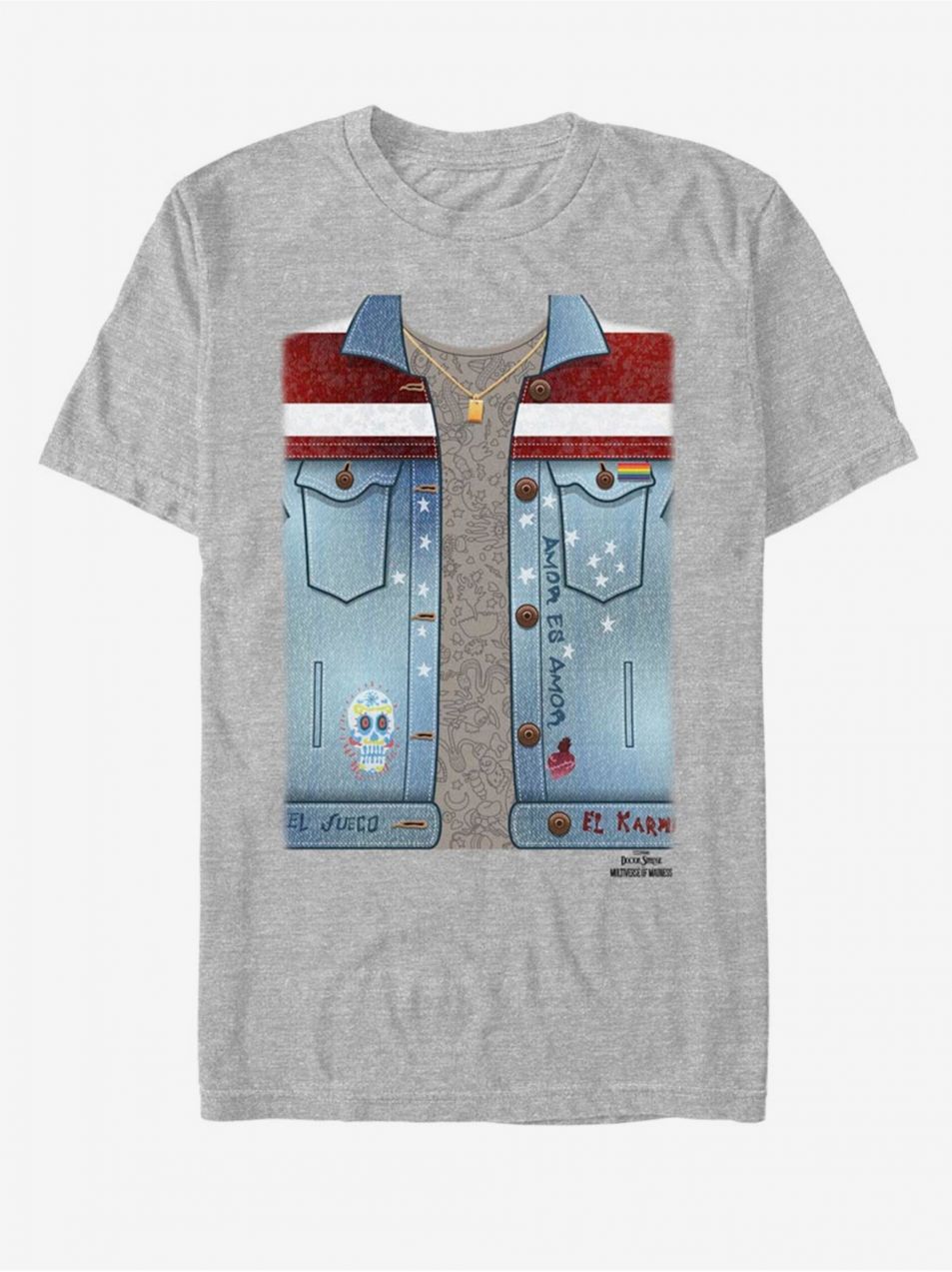 Šedé unisex melírované tričko Marvel America Chavez Costume
