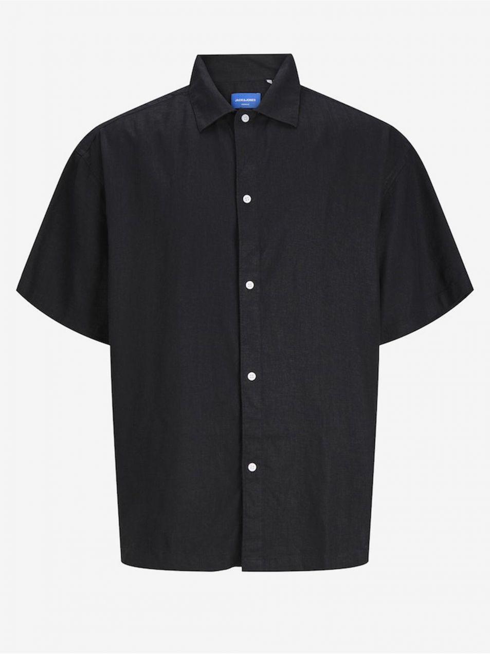 Čierna pánska ľanová košeľa s krátkym rukávom Jack & Jones Faro