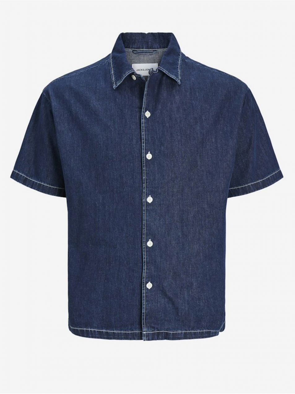 Modrá pánska džínsová košeľa s krátkym rukávom Jack & Jones Palma