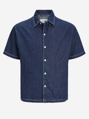 Modrá pánska džínsová košeľa s krátkym rukávom Jack & Jones Palma