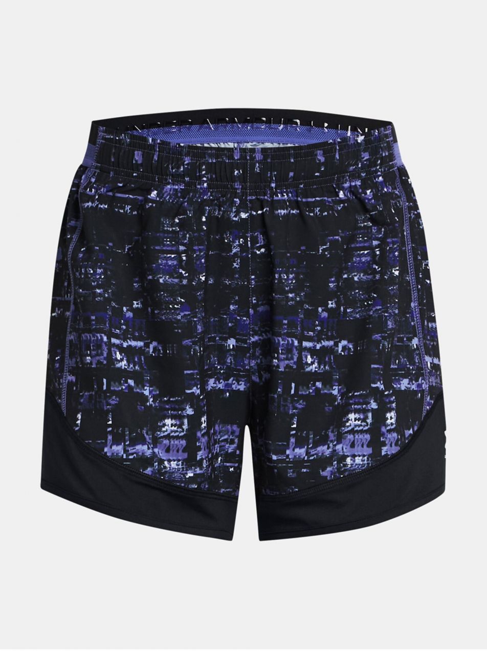 Čierno-fialové dámske vzorované športové kraťasy Under Armour UA W's Ch. Pre