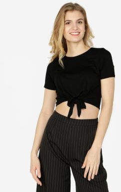 Čierny crop top s uzlom Miss Selfridge