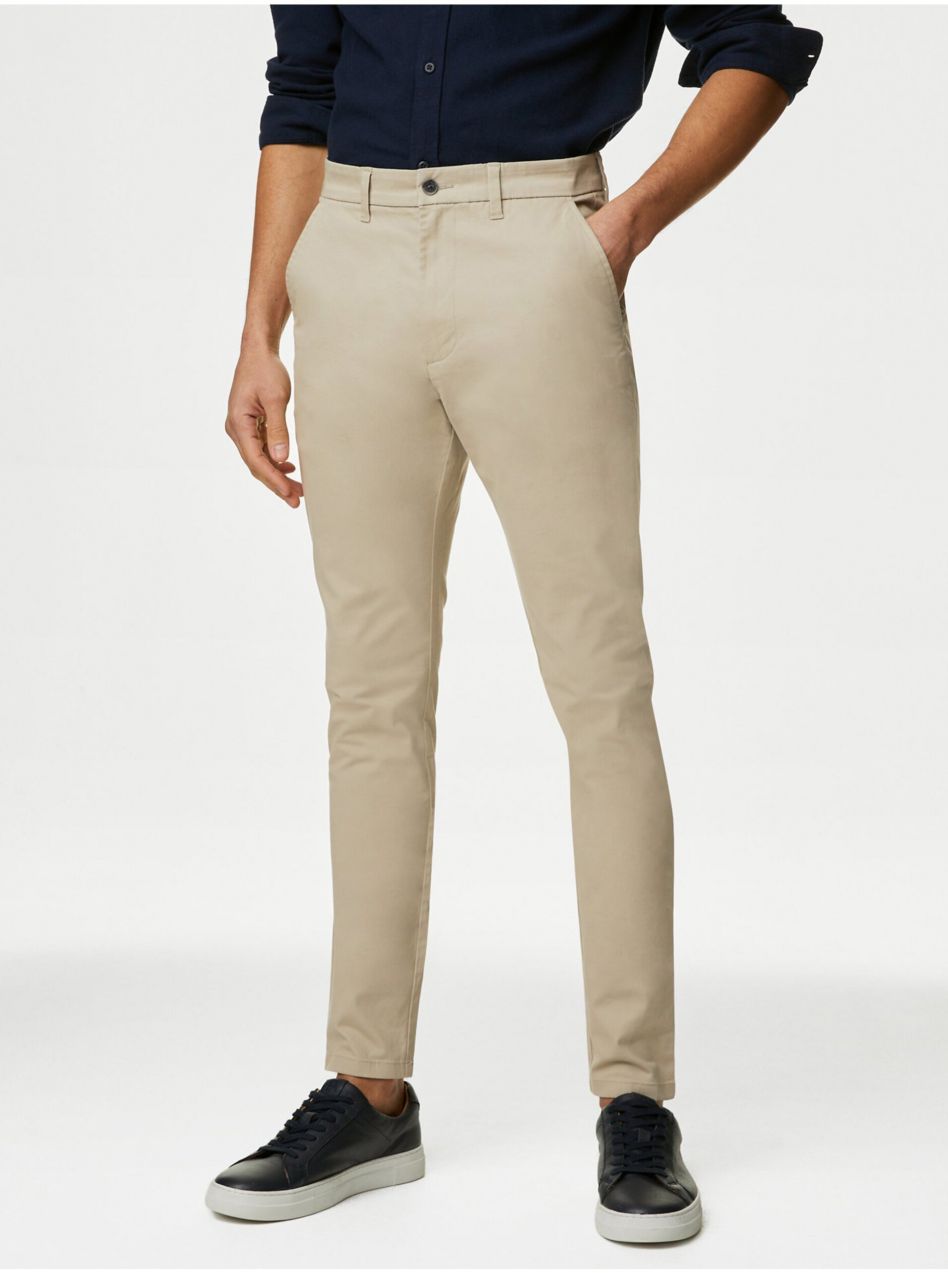 Béžové pánske chino nohavice Marks & Spencer
