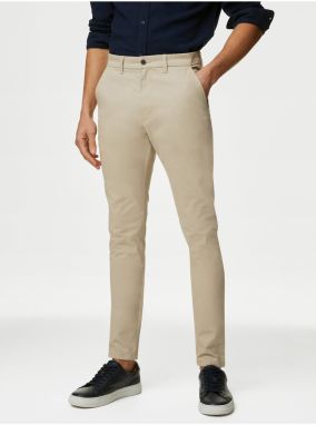 Béžové pánske chino nohavice Marks & Spencer