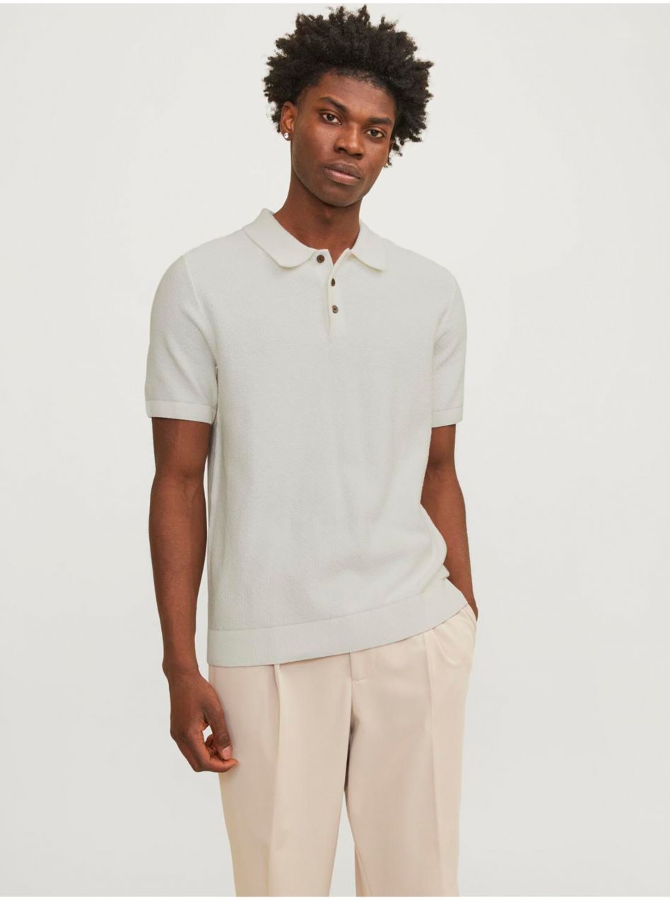Krémové pánske polo tričko Jack & Jones Blusandri