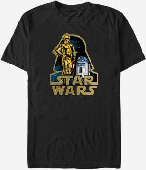 Čierne unisex tričko Star Wars Shiny Droids