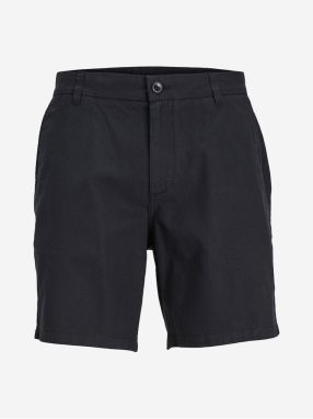 Čierne pánske chino kraťasy s prímesou ľanu Jack & Jones Ace