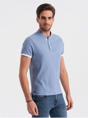 Svetlomodré pánske polo tričko Ombre Clothing