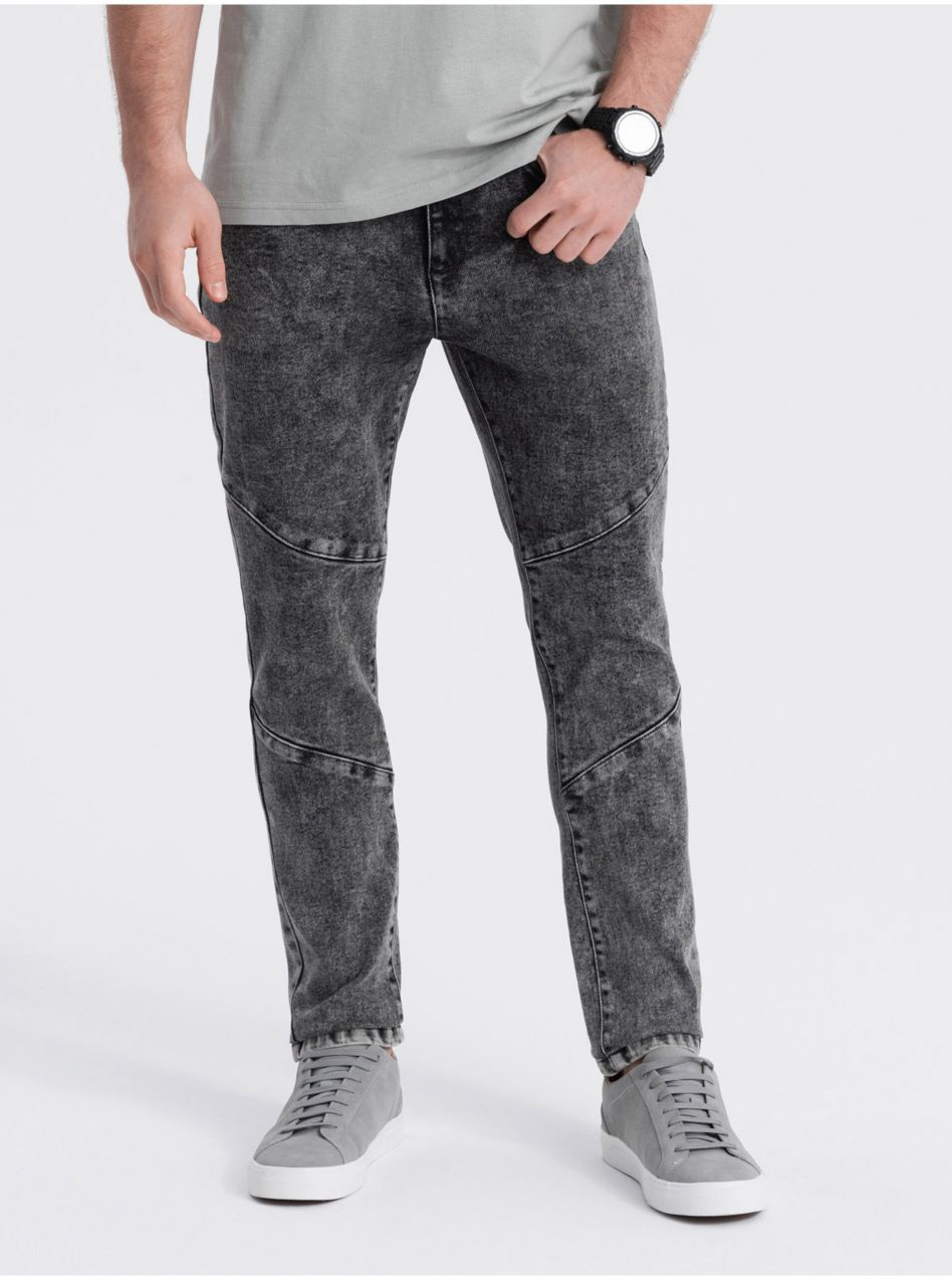 Sivé pánske slim fit rifle Ombre Clothing