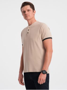 Béžové pánske polo tričko Ombre Clothing